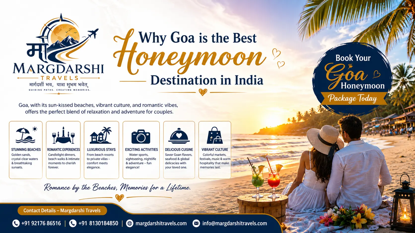Goa Honeymoon Package with Candle Light Dinner & Beach Stay