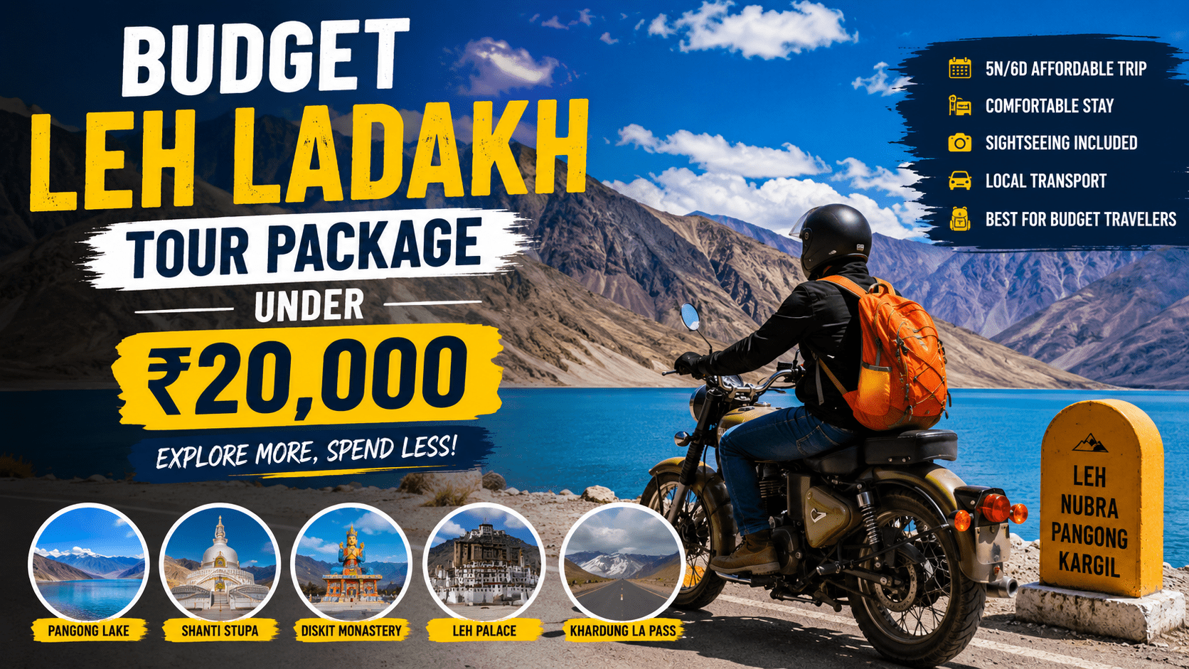 Budget Leh Ladakh Tour Package Under ₹20,000​