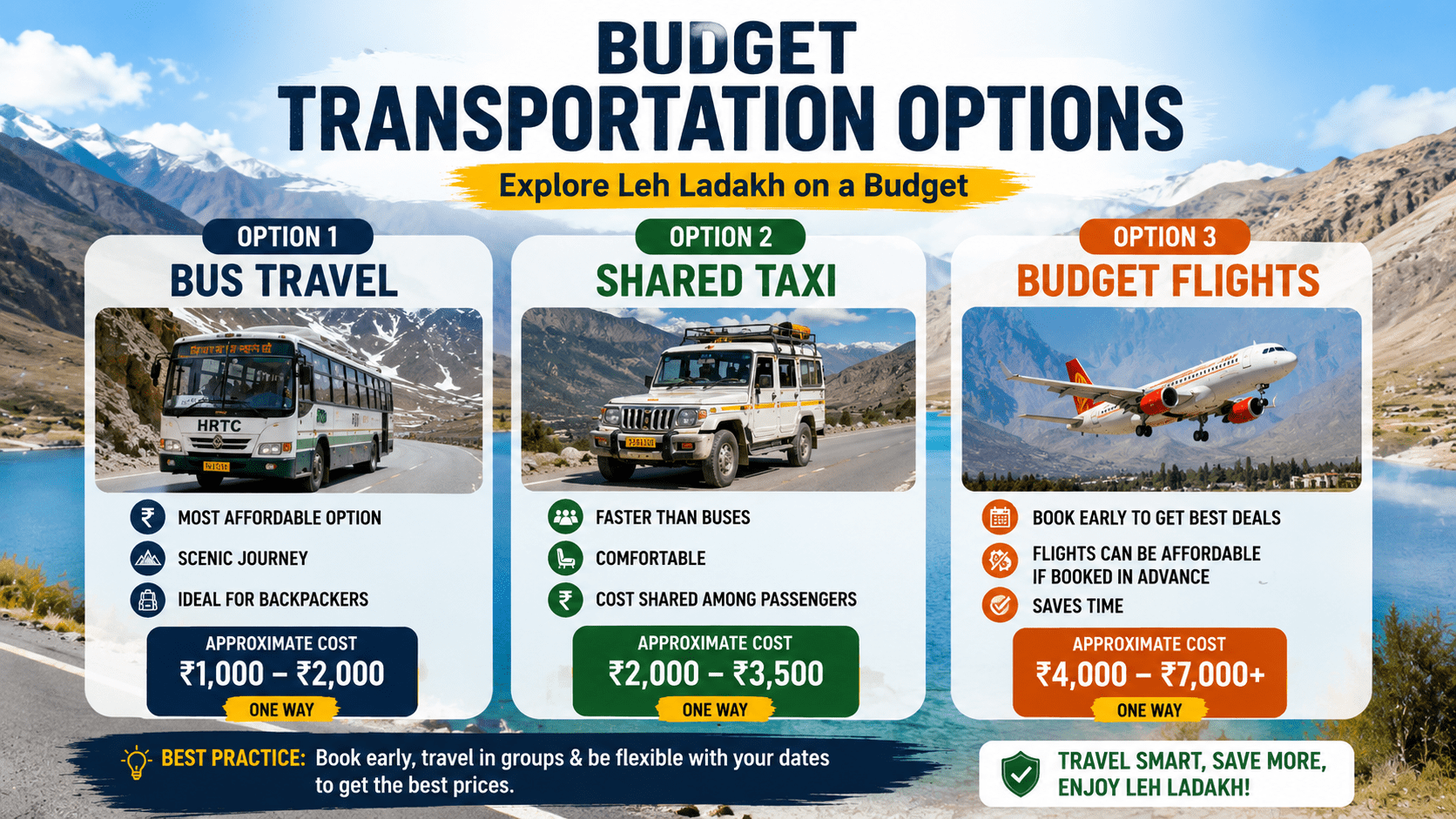Budget Leh Ladakh Tour Package Under ₹20,000​